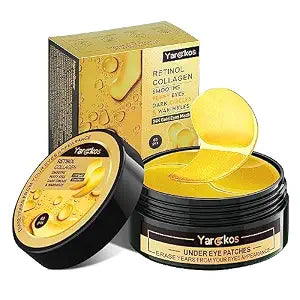 60 Pcs 24K Gold Under Eye Patches, 30 Pairs Undereye Mask for Dark Circles Puffy Eyes Treatment, Collagen Gel Pads Hydrating for Eye Bags Puffiness Wrinkle, Women Men Beauty Skin Care Products