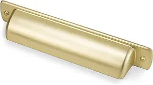 COTYKILEY 10 Pack 3.75 Inch(96mm) Brushed Brass Cabinet Handles Gold Kitchen Cabinet Cup Pulls Cabinet Door Handles Kitchen Cabinet Hardware Cupboard Drawer Pulls Dresser Handles