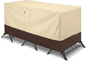 Arcedo Patio Bistro Cover, Waterproof Outdoor Furniture Cover, Heavy Duty Patio Bar Table and Chairs Covers, 80"L x 32"W x 30"H, Beige & Brown