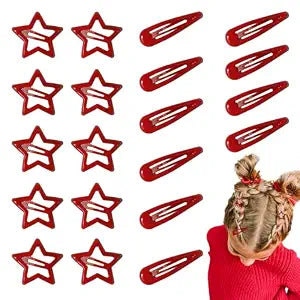 Metal Snap Hair Clips For Women Mini Star Hair Clips For Girls Red Star Hair Clip Hair Barrettes 1.18Inch Star Clips For Hair 1.96 In Water Drop Hairclips Snap Clips For Hair Girl Hair Accessories Y2K