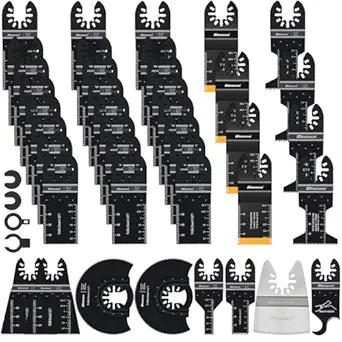 Bionso 40 PCS Oscillating Saw Blades, Premium Multitool Kit for Wood Metal Plastics, Tool Blades Fit Dewalt Worx Rockwell Wen Milwaukee Makita Ryobi Bosch Fein Porter Genesis Black