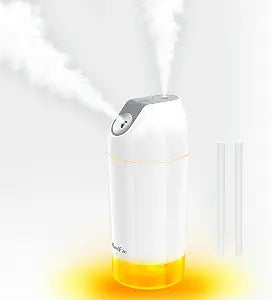 HandFan Small Portable Humidifier, 480ml Dual Mist Personal Ultrasonic Humidifier, Desk Humidifier with Light, Auto Shut-Off, Cool Mist Humidifiers for Bedroom Office Travel Car Plants