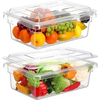 2 Pack 3.5 Gallon Commercial Products Polycarbonate Food Storage Box Large Plastic Food Storage Containers Tote Box with Lids for Restaurant Kitchen Cafeteria
