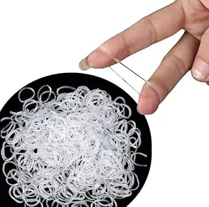 Cosy Companions 100x Clear Hair Elastics, Clear Rubber Bands For Hair Ties For Thin Hair, Mini, Plastic