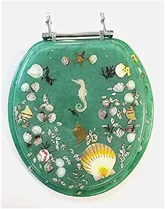 Daniel's Bath & Beyond 19" Green Seahorse Polyresin Toilet Seat, Elongated