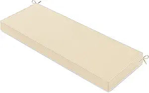 MIULEE Beige Outdoor Bench Cushion 48x18x3 Inch Waterproof 3-Year Color Fastness Patio Furniture Cushions for Porch Swing, Garden Bench Sofa Couch with Adjustable Ties No Slip Design