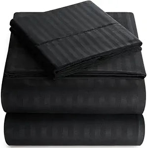 Full Sheet Set - 4-Piece Striped Full Size Bed Sheets - Soft & Cooling