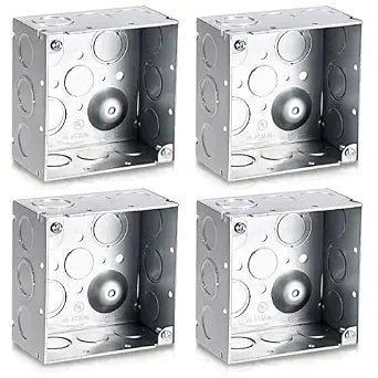 OwnMy 4 Inch Square Electrical Junction Box, Metal Welded Electrical Boxes