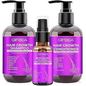 Hair Growth Shampoo and Conditioner Set W/Hair Growth Oil Serum Products,Biotin Argan Oil Castor Oil Routine Rosemary Shampoo for Thinning Hair Loss