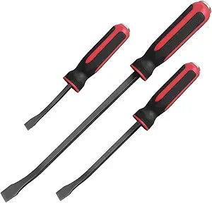 ROTATION 3pc Pry Bar Set with Strike Cap Handle & Angled Tip, 8" 12" 17.5"