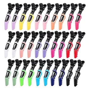 HH&LL No-Crease Sectioning Hair Clips (30 Pack, 15 Colors) – Non-Slip Alligator Clips for Thick & Fine Hair, No Damage, Lightweight Styling Clips for Makeup, Salon & Daily Use