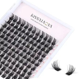 KISSXIAOYA Cluster Lashes Extensions, 144Pcs Individual Cluster Lashes D Curl 14mm, Wide Stem Cluster Eyelashes Soft Natural False Eyelashes Cluster DIY Eyelash Extension At Home (144pcs, 14mm)