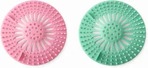 Silicone Hair Catcher for Shower Drain Reusable Soft Drain Cover for Bathroom and Bathtub, Anti-Clog Hair Stopper, Easy to Clean, Universal Fit, Pink & Green, Pack of 2