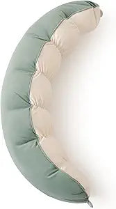 Peallow(Pat. Pend) Long Round Body Pillow for Adults, Bolster Pillow for Sleeping, Soft and Supportive Pillow for Sleeping & Lumbar Support (Green-White, 39")