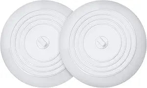 VIGOR PATH Set of 2 Silicone Tub Stoppers - 5.9 Inches Sink Stoppers - Flat Bathtub Drain Covers, Hair Catchers and Suction Bathtub Plugs for Kitchen, Bathroom and Laundry (White)