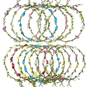 15Pcs Multicolor Flower Crown Crown Headbands for Women Girls Wedding Party