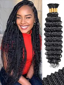 KULYMUWIG Human Braiding Hair for Boho Braids Deep Wave Bulk Bundles