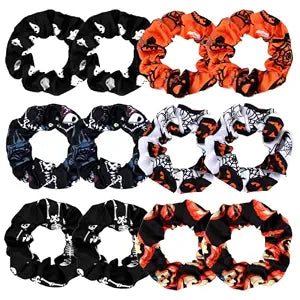 Jaciya Halloween Scrunchies Elastic Hair Tie Spooky Holiday Hair Scrunchies