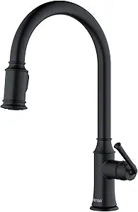 Karran Auburn One-Handle Pull Down Dual Function Sprayer Kitchen Faucet in Matte Black