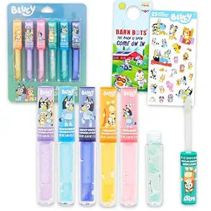Bluey Lip Gloss Bundle for Girls ��� 6 Pack of Glosses for Lips in Assorted Flavors Plus Stickers, More | Bluey Party Favors fo
