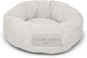Barefoot Dreams CozyChic Round Pet Bed, Dog Accessories, Pearl/Silver-Small
