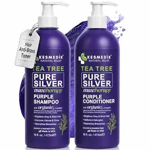 Tea Tree Purple Shampoo & Conditioner Set for Bleached, Silver & Gray Hair