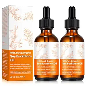 Sea Buckthorn Oil 2Pack, 100% Pure Cold Pressed Organic Sea Buckthorn Oil