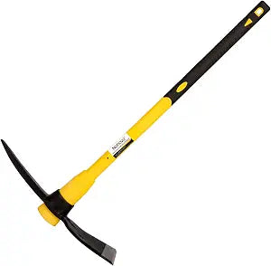 Nohovu Pickaxe with Shock Absorbing Fiberglass Handle, Heavy Duty Forged Steel Pick Axe for Digging, 36 Inches (406SB)
