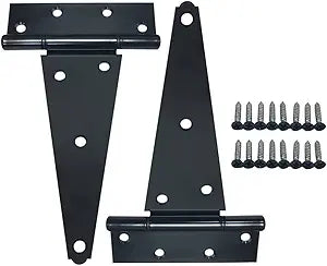 QCAA Stainless Steel Extra Heavy Tee Hinge, (2pack(8"), Black Coated)