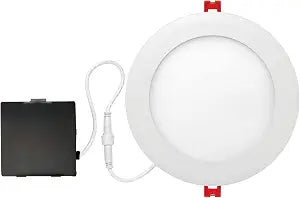 Globe Electric 90933 6" Ultra Slim LED Integrated Recessed Lighting Kit, 12 Watts, Energy Star, IC and Wet Rated, White Finish, 6.31" Hole Size, Dimmer Switch Compatible, 800 Lumens, 3000K