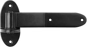 4 Pack 8-3/8" Black Strap Gate Hinges, Heavy Duty T Lift Off Hinge for Barn & Fence, 3/16" Thick