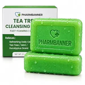 PHARMBANNER Antifungal Tea Tree Oil Soap Bar for Face & Body, 2 Pack