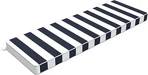 LVTXIII Extra Long Bench Cushion with Ties, 54x18 Inch Water-Repellent Outdoor Seat Cushion, 3" Thick Foam Pad for Large Patio Bench, Garden Seat, Porch Glider, Cabana Navy