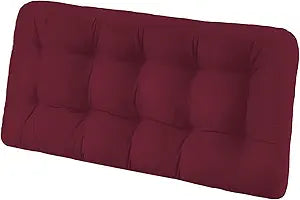 Tufted Bench Cushions for Outdoor Furniture, 44" x 19" Porch Swing Cushions Filled with Foam, Overstuffed Patio Cushions for Bench Loveseat with 2-3 Seats,Thick and Water Resistant, Burgundy