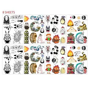 Pounchi Japanese Anime Temporary Tattoos (8 Sheets)