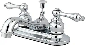 Kingston Brass GKB601AL Restoration 4-Inch Centerset Lavatory Faucet with Retail Pop-Up, 4-1/2", Polished Chrome