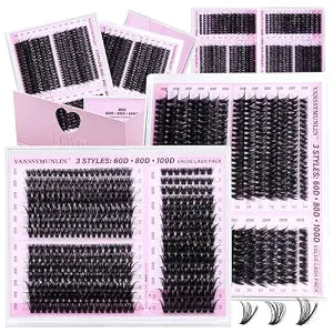Fluffy Lash Clusters 60D+80D+100D 756PCS, Volume Eyelash Clusters