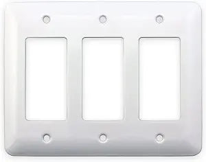 Princess Style Rocker Switch White Metal Wall Plate Covers, Made in USA, 3-Gang Wall Plate for Rocker Switches or GFCI Outlets, Decorative Switch Plates, Heavy-Duty Oversized Outlet Cover