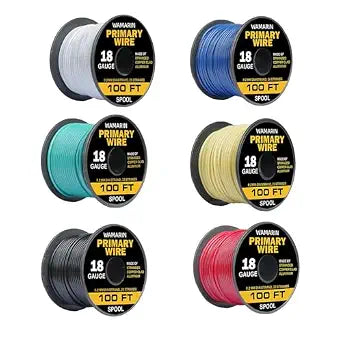 18 Gauge Wire Combo, CCA, 6 Colors, 100ft Rolls (600ft Total)