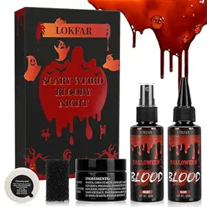 6 IN 1 Fake Blood Kit���������Fake Blood 1.69oz X2 + Coagulated Blood 1.41oz+Spray Head+Dripping Head+Soap+Sponge���������Washable��������������ï