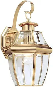 Generation Lighting 8067-02 Lancaster Traditional One - Light Outdoor Wall Lantern Outside Fixture, Polished Brass Finish, 100 Total Watts, 14 Inch Height, 7.75 Inch Wide