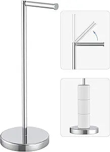 Chrome Toilet Paper Holder Stand, Freestanding Tissue Roll Holder for Bathroom, 304 Stainless Steel Rustproof Toilet Paper Stand Storage for 4 Rolls(Fits All Rolls)