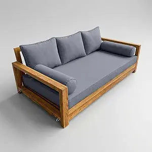 Prolinemax Style 3 - Mattress & Pillow Bolster Cushion for Outdoor Indoor Daybed Porch Swing Bed Piped Trim Twin Size AD001 | Covers ONLY |