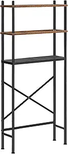 HOOBRO Over the Toilet Storage, 3-Tier Over Toilet Bathroom Organizer, Freestanding Above Toilet Shelf with Adjustable Feet, Space Saving, Easy Assembly, Rustic Brown and Black BF63TS01