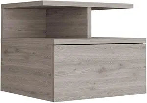 Tuhome Adele Floating Nightstand with One Drawer and Two Lower Shelves, Wall-Mounted Bedside Storage Solution for Compact Bedrooms, Modern Space-Saving Design with Hidden Storage and Display Area