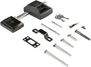 National Hardware SmartKey Security Gate Lock N109-080 with WeatherGuard Protection - Black Gate Latch for Wooden and Metal Fence Gates, Outdoor Locking Gate Hardware Kit