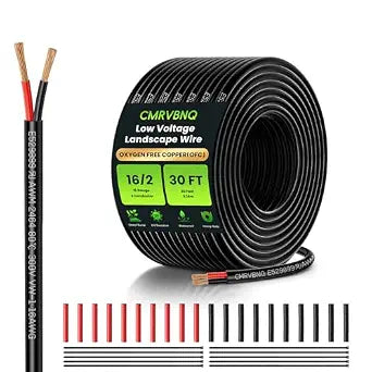 16 Gauge 2 Conductor Pure Copper Low Voltage Electrical Wire, 30FT