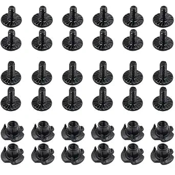 12 Sets Gun Holster Screws and Black 3 Prong T-Nuts Kit #8-32 x 5/16" & 3/8" for Safari Land QLS System/Holster & Kydex & Leather Gun Holster Screws with Anti-Slip Teeth. (12 Sets-Black)