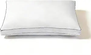 Goose Down Pillow Standard Size - 3-Chamber Gusseted Design for Balanced Neck Support - Luxury Hotel Collection Bed Pillow - Soft Medium Pillow for Side Back Sleepers - 1 Pack (20" x 26")