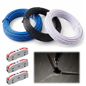120 Inch Ceiling Fan Extension Wire Kit with 3 Color Wires & Connectors